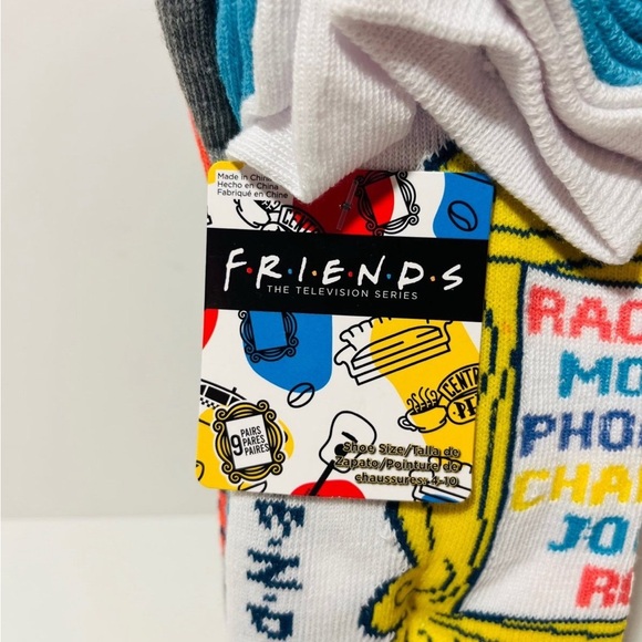 Friends the Television TV Series Low Cut Socks 9 Pairs Shoe Size 4-10 - Picture 2 of 10
